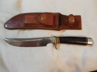Vintage Randall Knife 3 - 6 H H Heiser Corn Row Sheath White Stone Brown Button