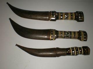 Antique Indo/persian Islamic Mughal Karud Mother Of Pearl Dagger Knife Scabbard