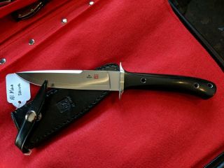 Al Mar Shiva Fixed Knife Black Micarta Handle W/leather Sheath