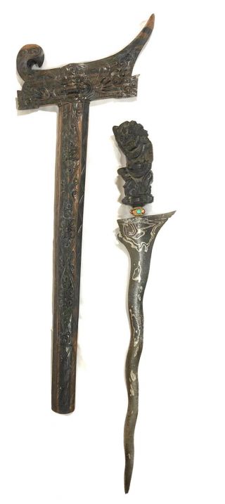 Antique Indonesian Balinese Bali Knife Dagger Sword Keris Kris Blade