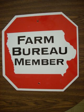 Vintage Iowa Farm Bureau Member Stop Sign Seed Feed Farm Sign