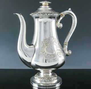 V.  Fine Large C1800 Antique Georgian Silver Sheffield Plate Repousse Coffee Pot