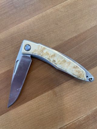 Chris Reeve Mnandi Box Elder Burl Inlay Pocket Knife / Made In Usa