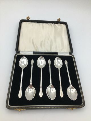Set 6 Solid Silver Art Deco Coffee Spoons Arthur Price & Co Birmingham 1936