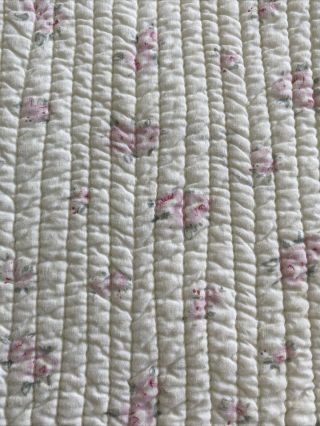 Simply Shabby Chic Rachel Ashwell Quilt Queen Ditsy Scalloped Pink Rose Vtg