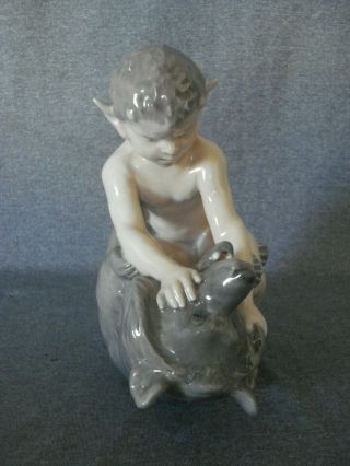 Vintage Royal Copenhagen Porcelain Figurine Christian Thomsen Pan FAUN with Bear 2