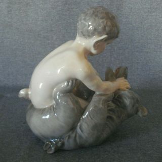 Vintage Royal Copenhagen Porcelain Figurine Christian Thomsen Pan FAUN with Bear 3