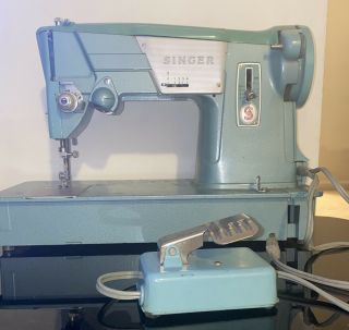 Vintage Green Singer 327k Sewing Machine With Foot Pedal.  No Case/ As - Is