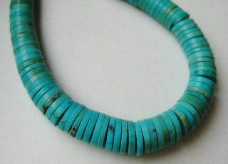 Vtg Santo Domingo Pueblo Indian Turquoise Beaded Heishi Sterling Silver Necklace