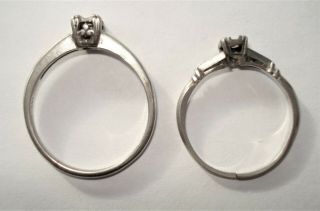 2 Vintage 14k White Gold Engagement Rings.  For Scrap Or Use.  No Stones 4.  3 Gra
