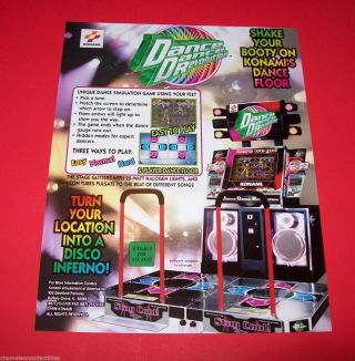 Konami Dance Dance Revolution Arcade FLYER NOS Video Game Art Print ' 98 3