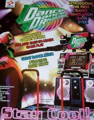 Konami Dance Dance Revolution Arcade Flyer 1998 Nos Video Game Artwork