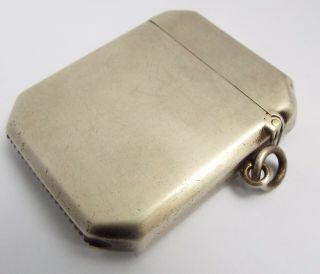 Lovely Heavy English Antique Art Deco 1913 Sterling Silver Vesta Match Case