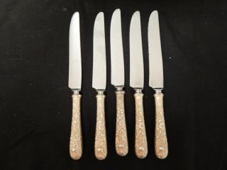 S.  Kirk & Son Repousse Set Of 5 Sterling Silver French Hollow Knife - 9 " Inch