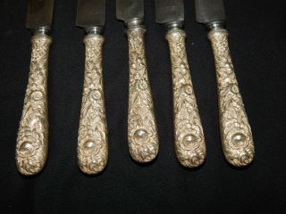 S.  Kirk & Son Repousse Set of 5 Sterling silver French Hollow Knife - 9 