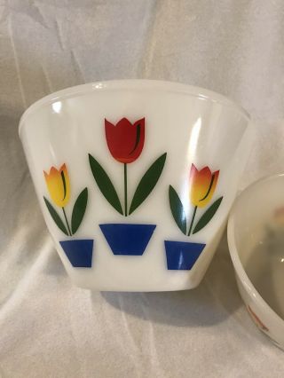Set Of Three Vintage Fire King Tulip Bowls 2