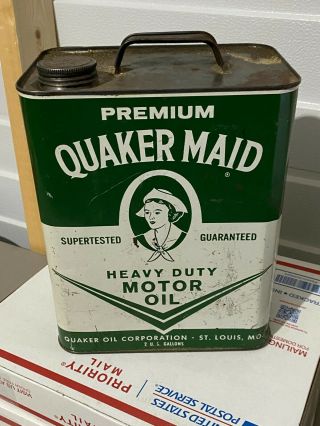 Quaker Maid Vintage 2 Gallon Oil Can Quaker State Gas And Oil
