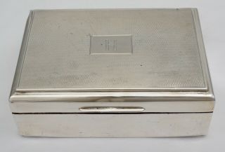 5 ¼ " Vintage English Solid Sterling Silver Cigarette Box,  B.  1946 Total 410g.