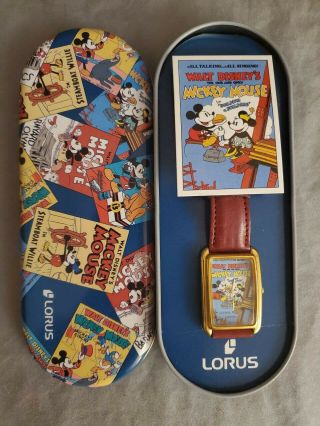 Vintage Walt Disney Lorus Mickey Mouse Watch With Case