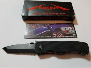 Emerson Cqc 7 Bw Bts Tactical Folding Knife Wave Partially Serrated Black Tanto