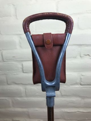 Gamebird Seat Walking Shooting Stick Golf Hunt Vintage Metal Leather Folding