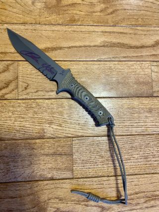 Signed Chris Reeve Knives Pacific Fixed Blade Serrated With Sheath. 2