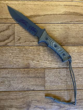 Signed Chris Reeve Knives Pacific Fixed Blade Serrated With Sheath. 6