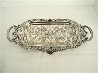 Silver Plate Victorian Calling Card Tray - Engraved Art Nouveau Decoration