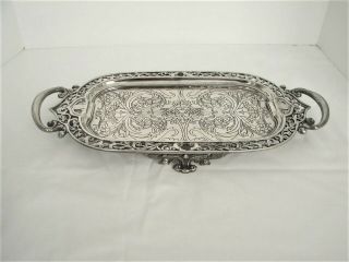 Silver Plate Victorian Calling Card Tray - Engraved Art Nouveau Decoration 2