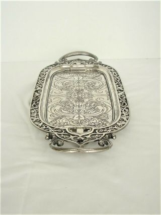 Silver Plate Victorian Calling Card Tray - Engraved Art Nouveau Decoration 3