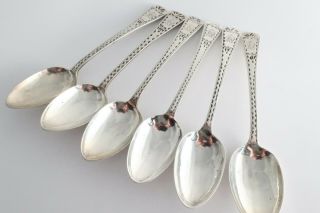Antique Bright Cut Sterling Silver Spoons Set Of 6 Newcastle 1876 Thomas Sewell