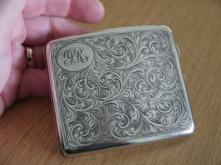 Antique Sterling Silver Hm 1924 By Jhw Curved Ornate Cigarette Case 102g