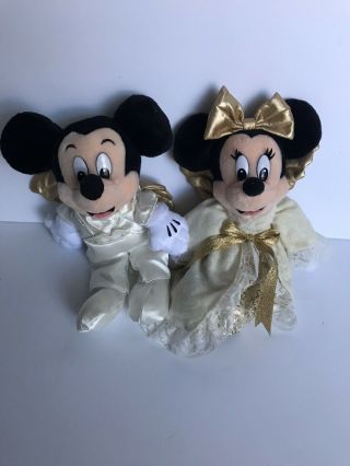 Disney Angel Mickey Mouse & Angel Minnie Mouse Bean Bag Plush Walt Disney World