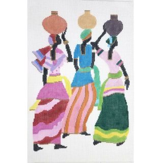 Vintage Lee Designs Gorgeous Hand Painted Needlepoint Canvas: African Women Bm
