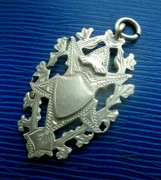 Edwardian Sterling Silver Fob Medal Pendant H/m 1902 Double Sided - Not Engraved