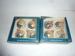 2 Boxes Vtg Mickey Unlimited Christmas Krebs Glass Ornaments Goofy Donald Duck