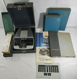 Vintage La Salle Stenotype Stenograph W/ Teaching Correspondence & Accessories