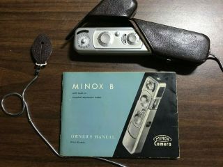 Vintage Minox B Subminature Spy Camera Leather Case W/ Book Plus More