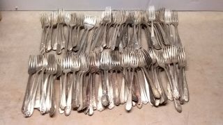 109 Mixed Silver Plate Dinner Forks For Craftings,  Rings,  Chimes,  Scrap Lot293