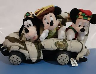 Vtg 90s Walt Disney World Plush Set Safari Truck & 3 Friends