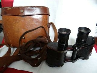 Very Fine Wwi Vintage Crown Optical Military Stereo 6x30 Binoculars With Case