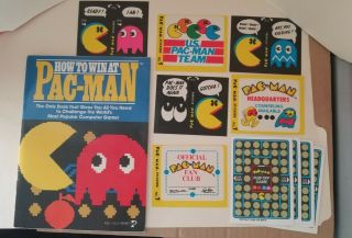 Pac - Man: How To Win At Pac - Man Book,  Video Game Stickers,  Game Cards - 40th Anniv.