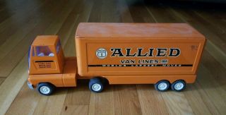 Vintage 1960’s Tonka Truck Allied Van Lines Pressed Steel Toy Orange Flat Cab