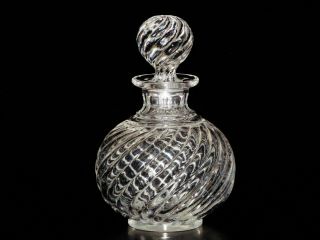 Unmarked Baccarat Vintage Swirl Cut Crystal Whiskey Decanter Or Liquor Container