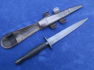 Vintage British Fairbairn Sykes Knife Nato Commando Dagger & Sheath