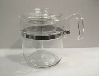 Vintage Pyrex Flameware Clear Glass Percolator Coffee Pot 9 Cup 7759 Complete
