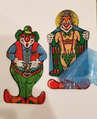 1988 Williams Cyclone Pinball Machine Promotional Plastics - 2 Clowns Nos