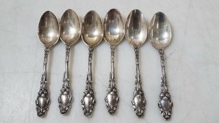 Set Of Six (6) Sterling Silver Demitasse Spoons