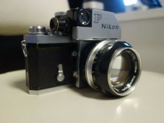 Vtg Nikon F Photomic Camera With Nikkor - S Auto 1:1.  4 F=5.  8cm