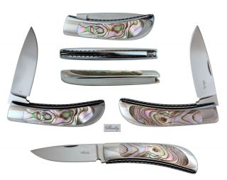Eugene Shadley Custom Interframe Gents Knife W/ Abalone Scales